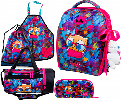 Школьный ранец DeLune Full-set 7mini-015 + мешок + жесткий пенал + спортивная сумка + фартук для труда + мишка - Фото 1