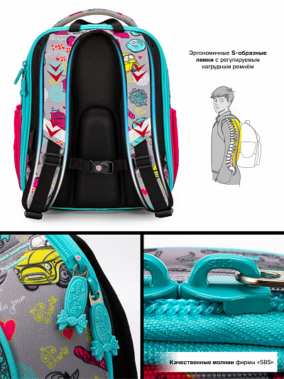Школьный ранец с пеналом и мешком SkyName Full 7012 - Фото 12