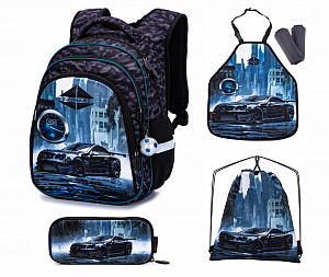 Школьный ранец с пеналом, мешком и фартуком SkyName Full R2-191