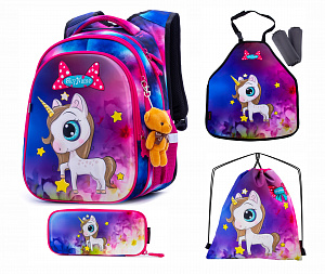 Школьный рюкзак с пеналом, мешком и фартуком  SkyName Full R1-013