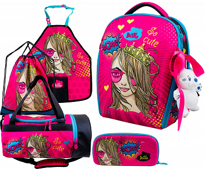 Школьный ранец DeLune Full-set 7mini-022 + мешок + жесткий пенал + спортивная сумка + фартук для труда + мишка - Фото 1