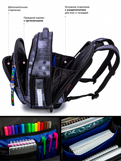 Школьный ранец с пеналом и мешком SkyName Full 7019 - Фото 11