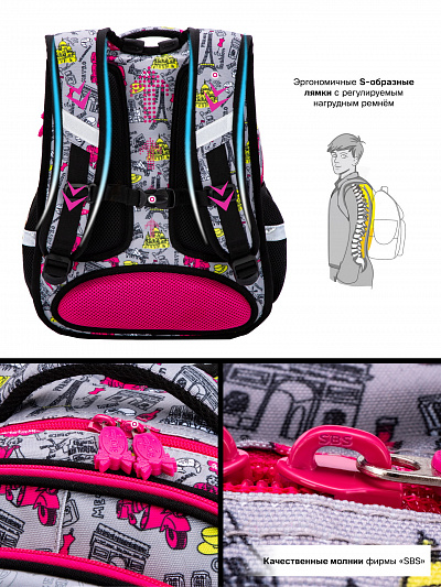 Школьный ранец с пеналом и мешком SkyName Full R1-022 - Фото 11